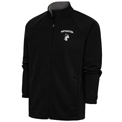 Men's Antigua  Black Northeastern Huskies Links Full-Zip Golf Jacket