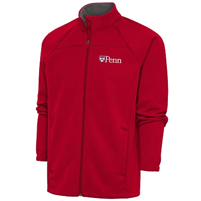 Men's Antigua  Red Pennsylvania Quakers Links Full-Zip Golf Jacket