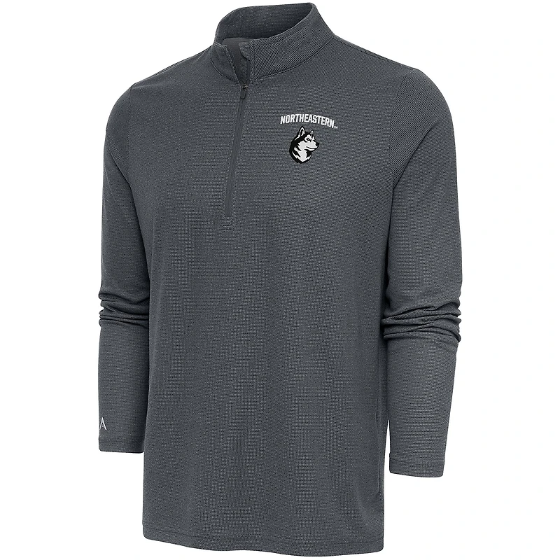 Men's Antigua  Heather Charcoal Northeastern Huskies Epic Quarter-Zip Top
