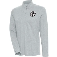 Women's Antigua  Heather Gray Dallas Mavericks Brushed Metallic Comfort Quarter-Zip Pullover Top