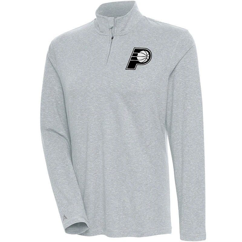 Women's Antigua  Heather Gray Indiana Pacers Brushed Metallic Comfort Quarter-Zip Pullover Top