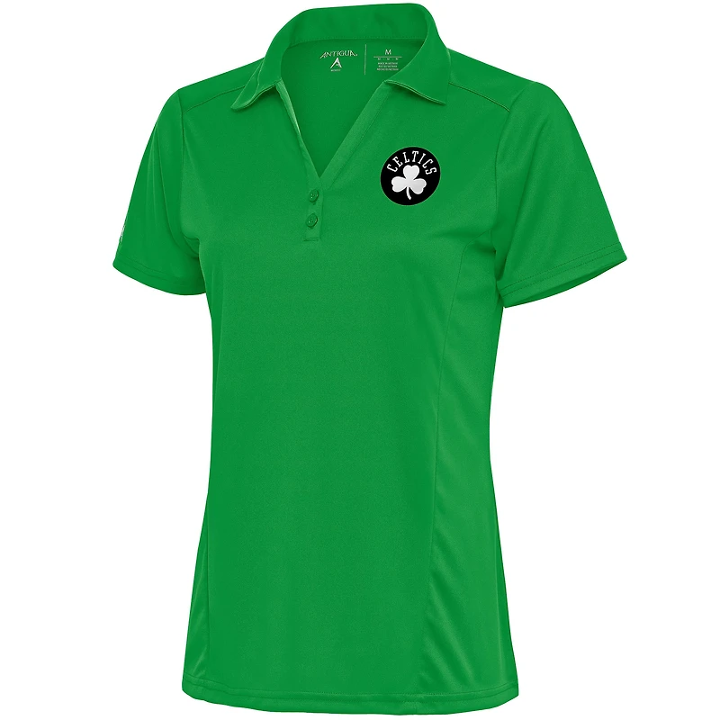 Women's Antigua  Kelly Green Boston Celtics Brushed Metallic Tribute Polo