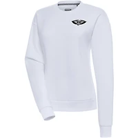Women's Antigua  White New Orleans Pelicans Brushed Metallic Victory Pullover Sweatshirt