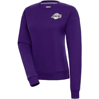 Women's Antigua  Purple Los Angeles Lakers Brushed Metallic Victory Pullover Sweatshirt