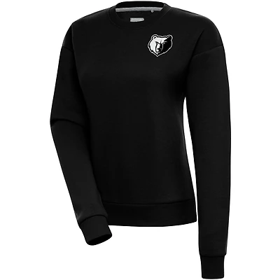 Women's Antigua  Black Memphis Grizzlies Brushed Metallic Victory Pullover Sweatshirt