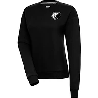 Women's Antigua  Black Memphis Grizzlies Brushed Metallic Victory Pullover Sweatshirt
