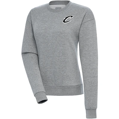 Women's Antigua  Heather Gray Cleveland Cavaliers Brushed Metallic Victory Pullover Sweatshirt