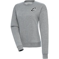Women's Antigua  Heather Gray Cleveland Cavaliers Brushed Metallic Victory Pullover Sweatshirt