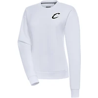 Women's Antigua  White Cleveland Cavaliers Brushed Metallic Victory Pullover Sweatshirt