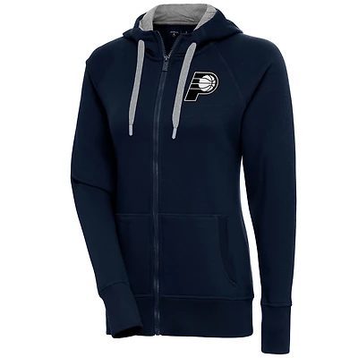Women's Antigua  Navy Indiana Pacers Brushed Metallic Victory Full-Zip Hoodie