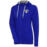 Women's Antigua  Blue New York Knicks Brushed Metallic Victory Full-Zip Hoodie