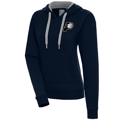 Women's Antigua Navy Indiana Pacers Brushed Metallic Victory Pullover Hoodie
