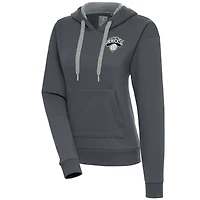 Women's Antigua  Charcoal New York Knicks Brushed Metallic Victory Pullover Hoodie