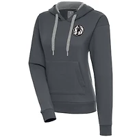 Women's Antigua  Charcoal Dallas Mavericks Brushed Metallic Victory Pullover Hoodie