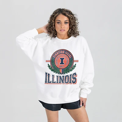 Women's Gameday Couture White Illinois Fighting Illini Hot Shot Fleece Pullover Sweatshirt