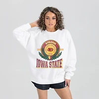 Women's Gameday Couture  White Iowa State Cyclones Hot Shot Fleece Pullover Sweatshirt