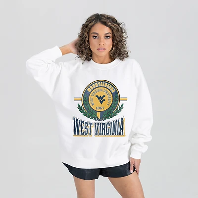 Women's Gameday Couture White West Virginia Mountaineers Hot Shot Fleece Pullover Sweatshirt