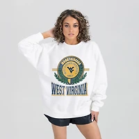 Women's Gameday Couture  White West Virginia Mountaineers Hot Shot Fleece Pullover Sweatshirt