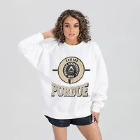 Women's Gameday Couture  White Purdue Boilermakers Hot Shot Fleece Pullover Sweatshirt