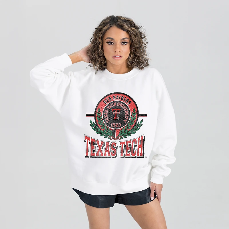 Women's Gameday Couture  White Texas Tech Red Raiders Hot Shot Fleece Pullover Sweatshirt