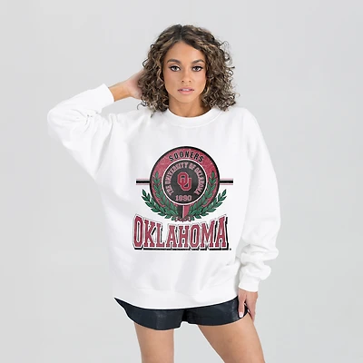 Women's Gameday Couture  White Oklahoma Sooners Hot Shot Fleece Pullover Sweatshirt