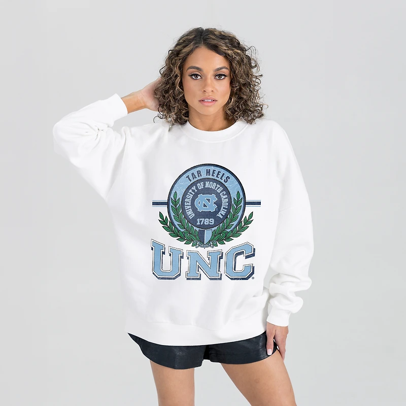 Women's Gameday Couture  White North Carolina Tar Heels Hot Shot Fleece Pullover Sweatshirt