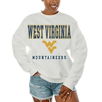 Women's Gameday Couture  White West Virginia Mountaineers Oversized Freestyle Fleece Pullover Sweatshirt