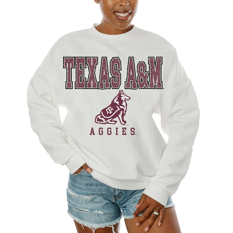 Women's Gameday Couture White Texas A&M Aggies Freestyle Fleece Pullover Sweatshirt