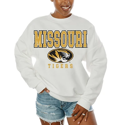 Women's Gameday Couture  White Missouri Tigers Freestyle Fleece Pullover Sweatshirt