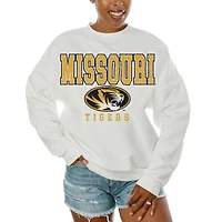 Women's Gameday Couture  White Missouri Tigers Freestyle Fleece Pullover Sweatshirt