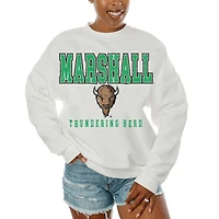 Women's Gameday Couture  White Marshall Thundering Herd Freestyle Fleece Pullover Sweatshirt