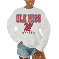 Women's Gameday Couture  White Ole Miss Rebels Freestyle Fleece Pullover Sweatshirt