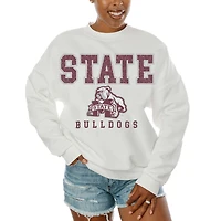 Women's Gameday Couture  White Mississippi State Bulldogs Freestyle Fleece Pullover Sweatshirt