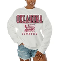 Women's Gameday Couture  White Oklahoma Sooners Freestyle Fleece Pullover Sweatshirt