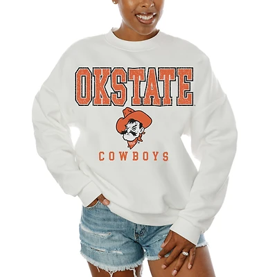 Women's Gameday Couture White Oklahoma State Cowboys Freestyle Fleece Pullover Sweatshirt