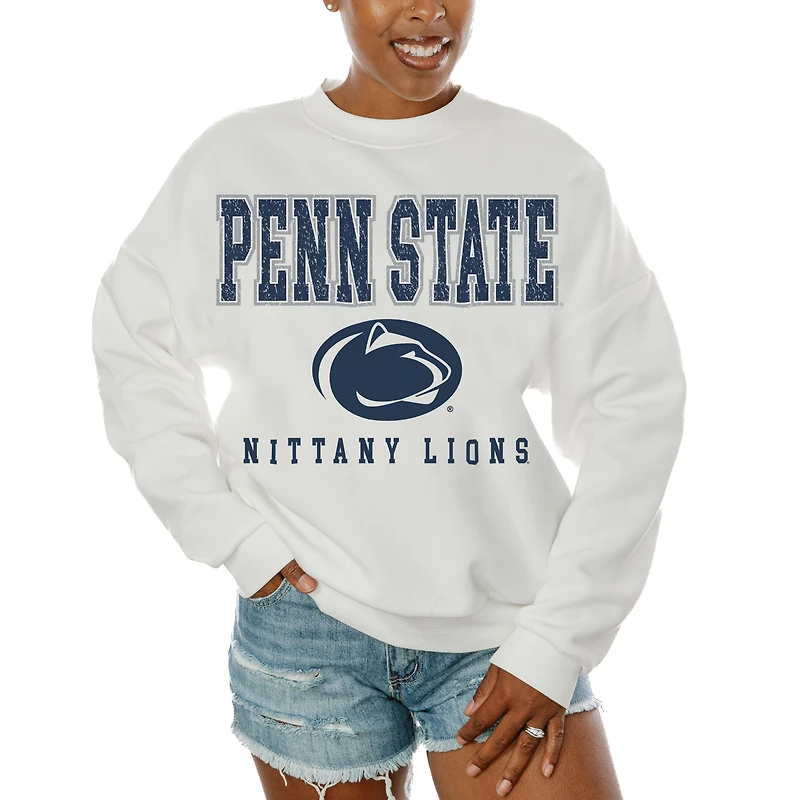 Women's Gameday Couture White Penn State Nittany Lions Freestyle Fleece Pullover Sweatshirt