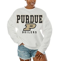 Women's Gameday Couture  White Purdue Boilermakers Freestyle Fleece Pullover Sweatshirt