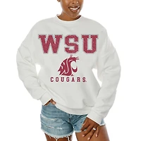 Women's Gameday Couture  White Washington State Cougars Freestyle Fleece Pullover Sweatshirt