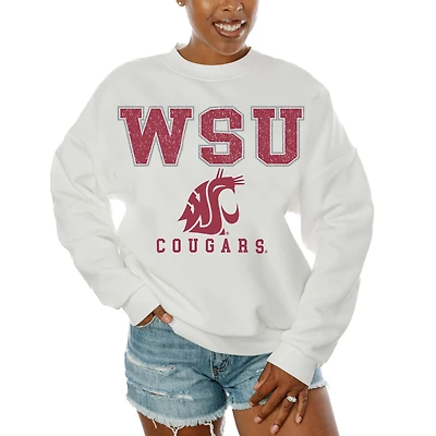 Women's Gameday Couture  White Washington State Cougars Freestyle Fleece Pullover Sweatshirt