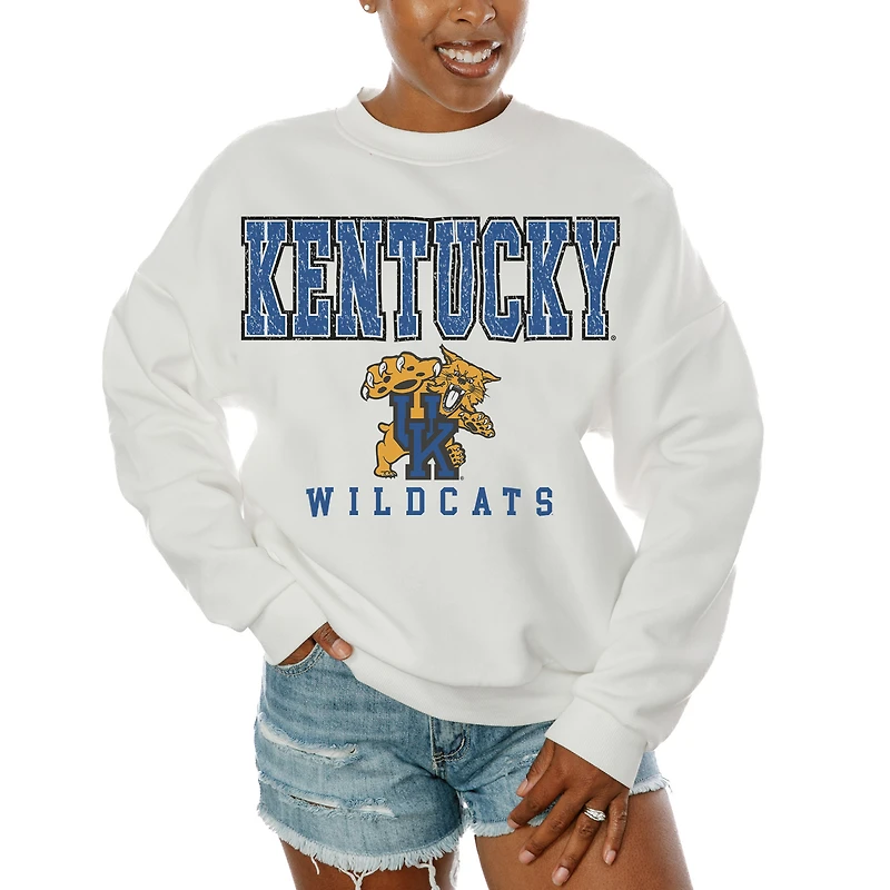 Women's Gameday Couture White Kentucky Wildcats Freestyle Fleece Pullover Sweatshirt