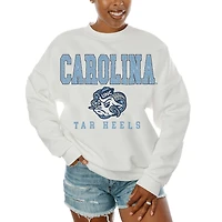 Women's Gameday Couture  White North Carolina Tar Heels Freestyle Fleece Pullover Sweatshirt