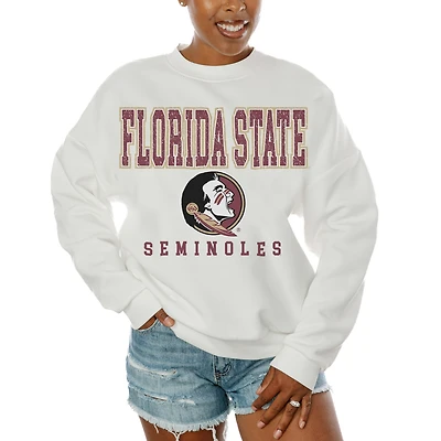 Women's Gameday Couture White Florida State Seminoles Freestyle Fleece Pullover Sweatshirt