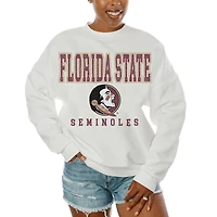 Women's Gameday Couture  White Florida State Seminoles Freestyle Fleece Pullover Sweatshirt