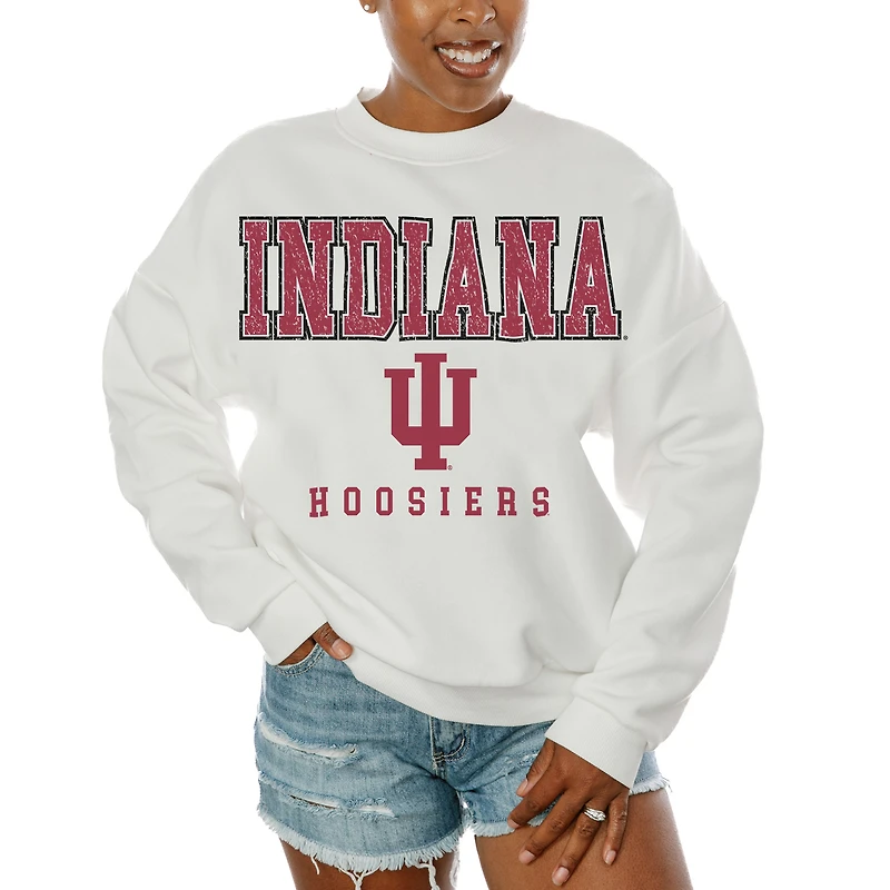 Women's Gameday Couture White Indiana Hoosiers Freestyle Fleece Pullover Sweatshirt