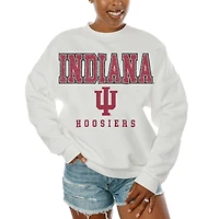 Women's Gameday Couture  White Indiana Hoosiers Freestyle Fleece Pullover Sweatshirt