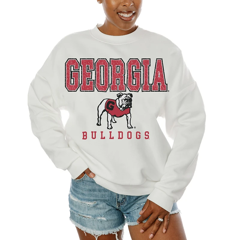 Women's Gameday Couture White Georgia Bulldogs Freestyle Fleece Pullover Sweatshirt