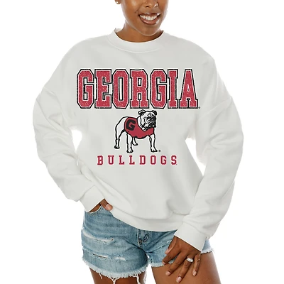 Women's Gameday Couture White Georgia Bulldogs Freestyle Fleece Pullover Sweatshirt