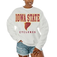 Women's Gameday Couture  White Iowa State Cyclones Freestyle Fleece Pullover Sweatshirt