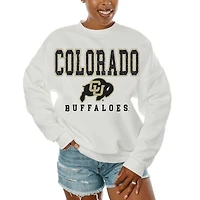 Women's Gameday Couture  White Colorado Buffaloes Freestyle Fleece Pullover Sweatshirt