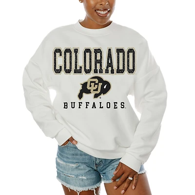 Women's Gameday Couture  White Colorado Buffaloes Freestyle Fleece Pullover Sweatshirt